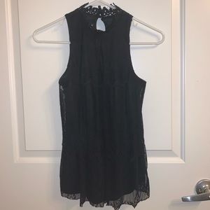 Black Lace Tank Blouse